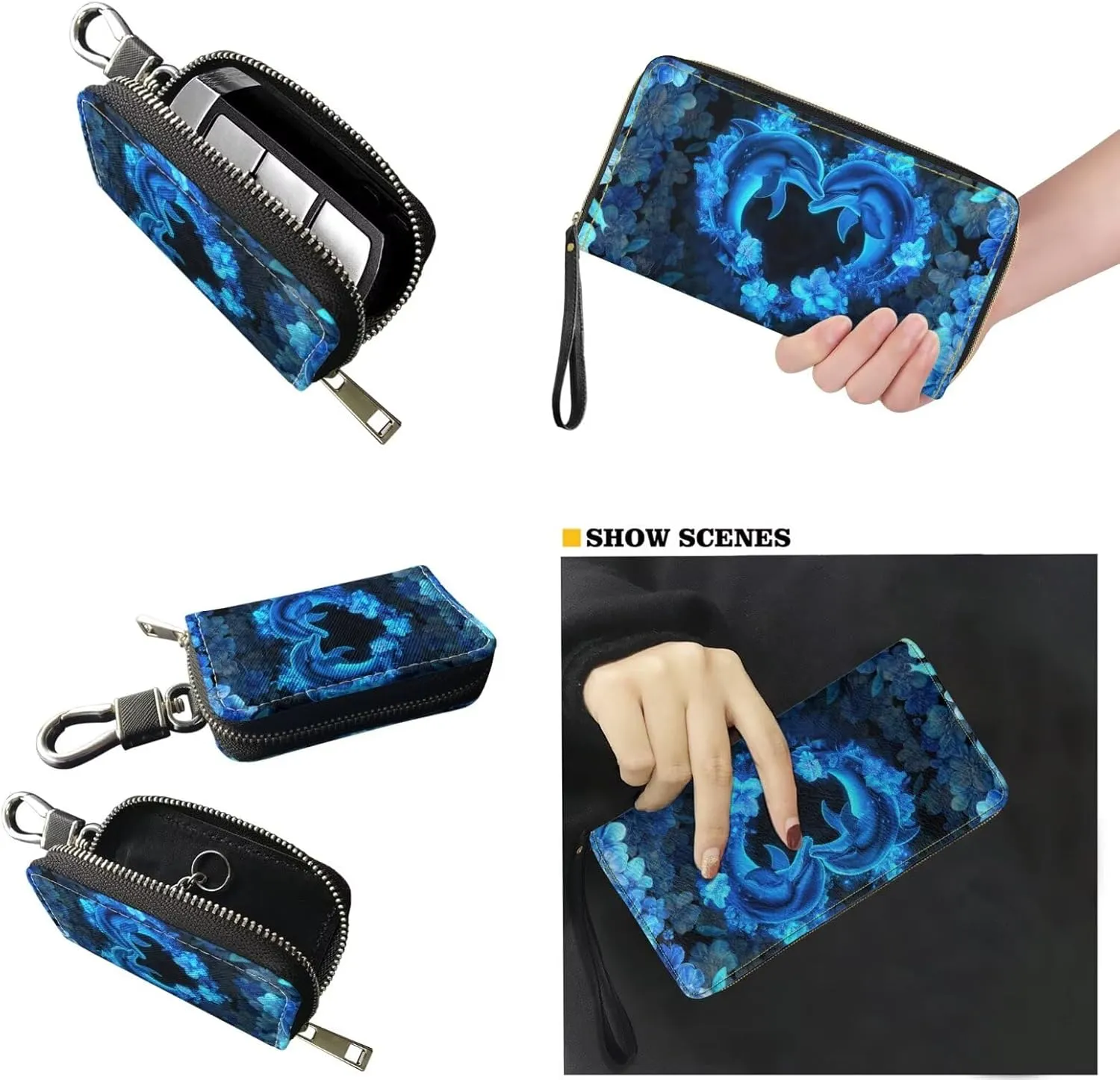 5 PCS Purse and Wallet Set Large Shoulder Bag Top Handle Purse with PU Wallet Cosmetic Purse Car Key Cover