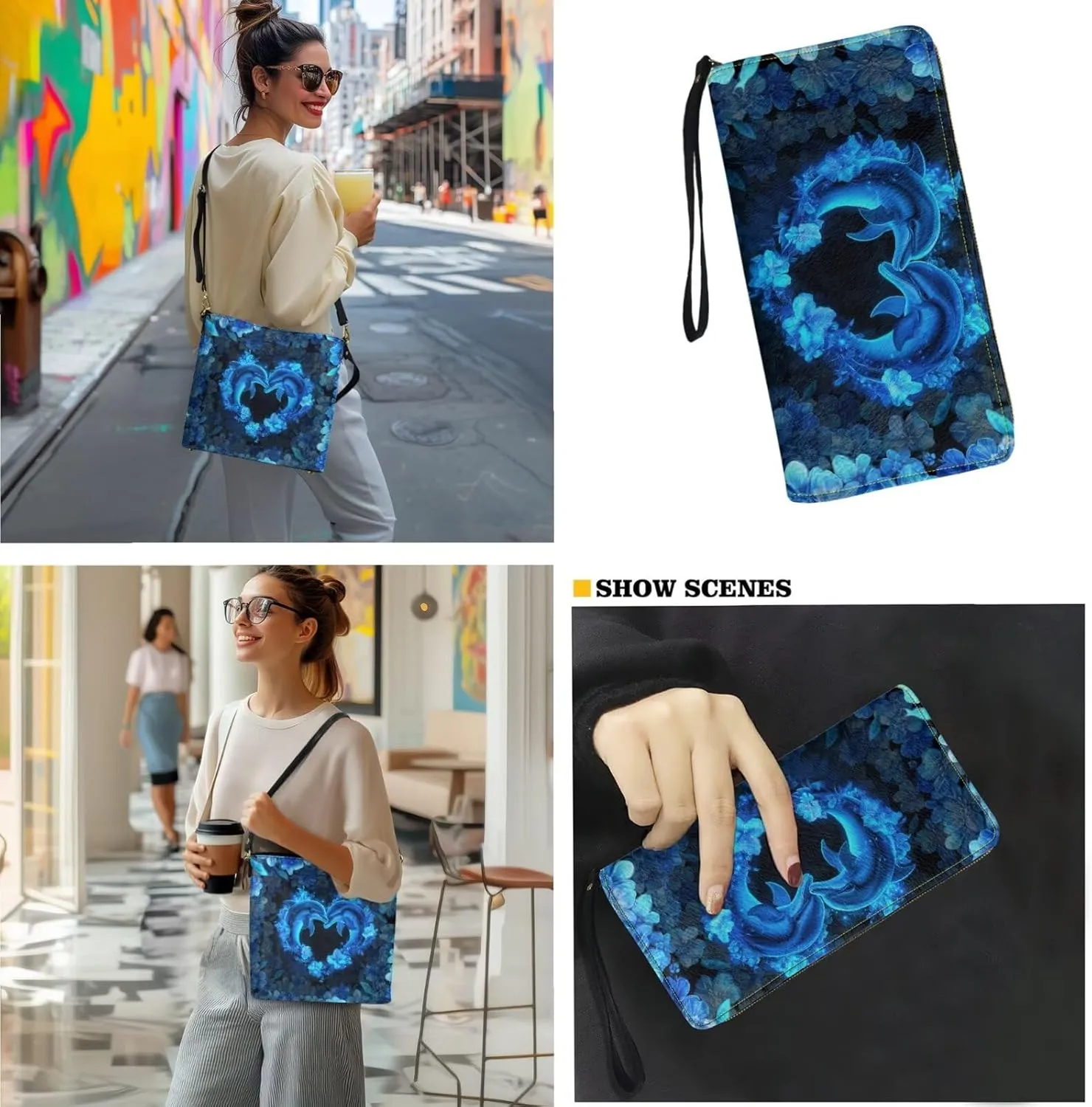 5 PCS Purse and Wallet Set Large Shoulder Bag Top Handle Purse with PU Wallet Cosmetic Purse Car Key Cover