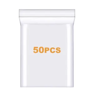 50 Pack 12" x 12" Thick 2.4Mil Clear Zip Seal Lock Poly Bags Reclosable Zip Plastic Bag Durable Clothing Shoes Toys Envelopes Photos Cards Snack Zipper Bags