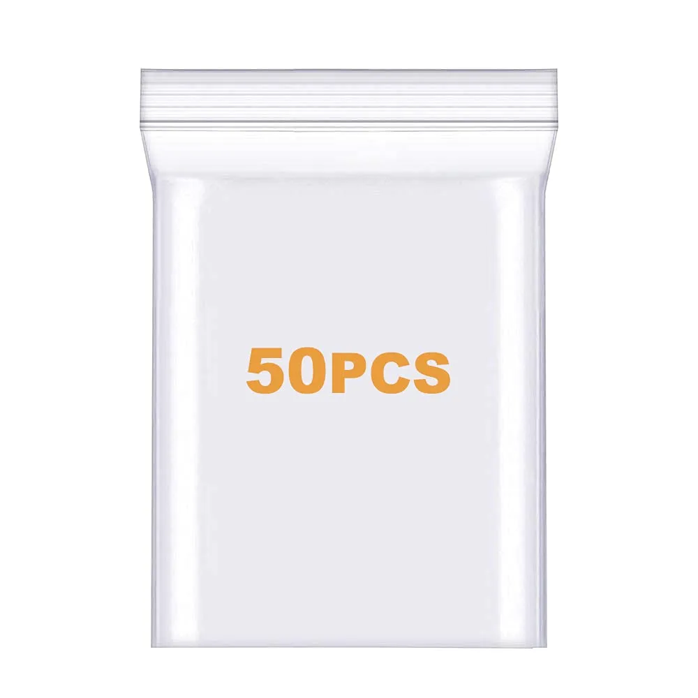 50 Pack 12" x 12" Thick 2.4Mil Clear Zip Seal Lock Poly Bags Reclosable Zip Plastic Bag Durable Clothing Shoes Toys Envelopes Photos Cards Snack Zipper Bags