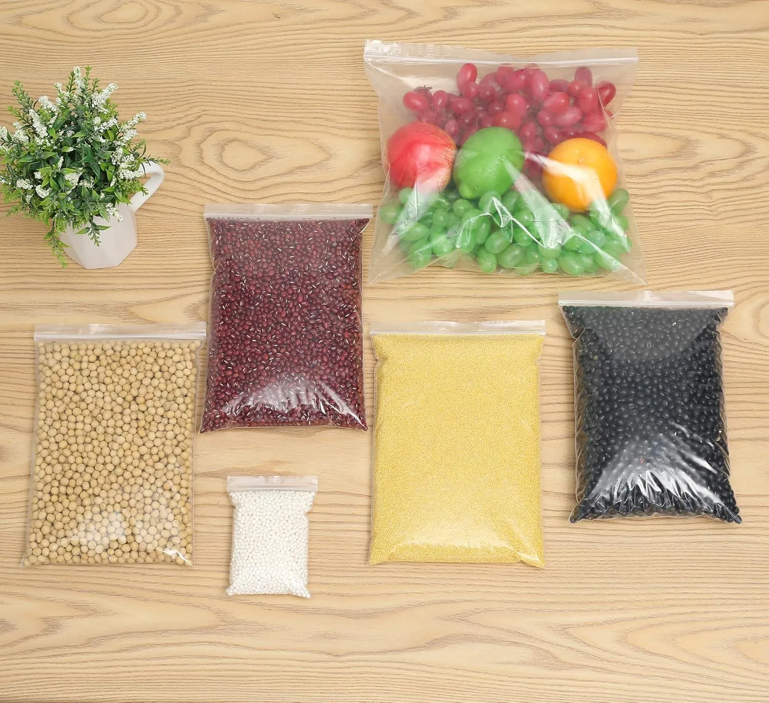 50 Pack 12" x 12" Thick 2.4Mil Clear Zip Seal Lock Poly Bags Reclosable Zip Plastic Bag Durable Clothing Shoes Toys Envelopes Photos Cards Snack Zipper Bags