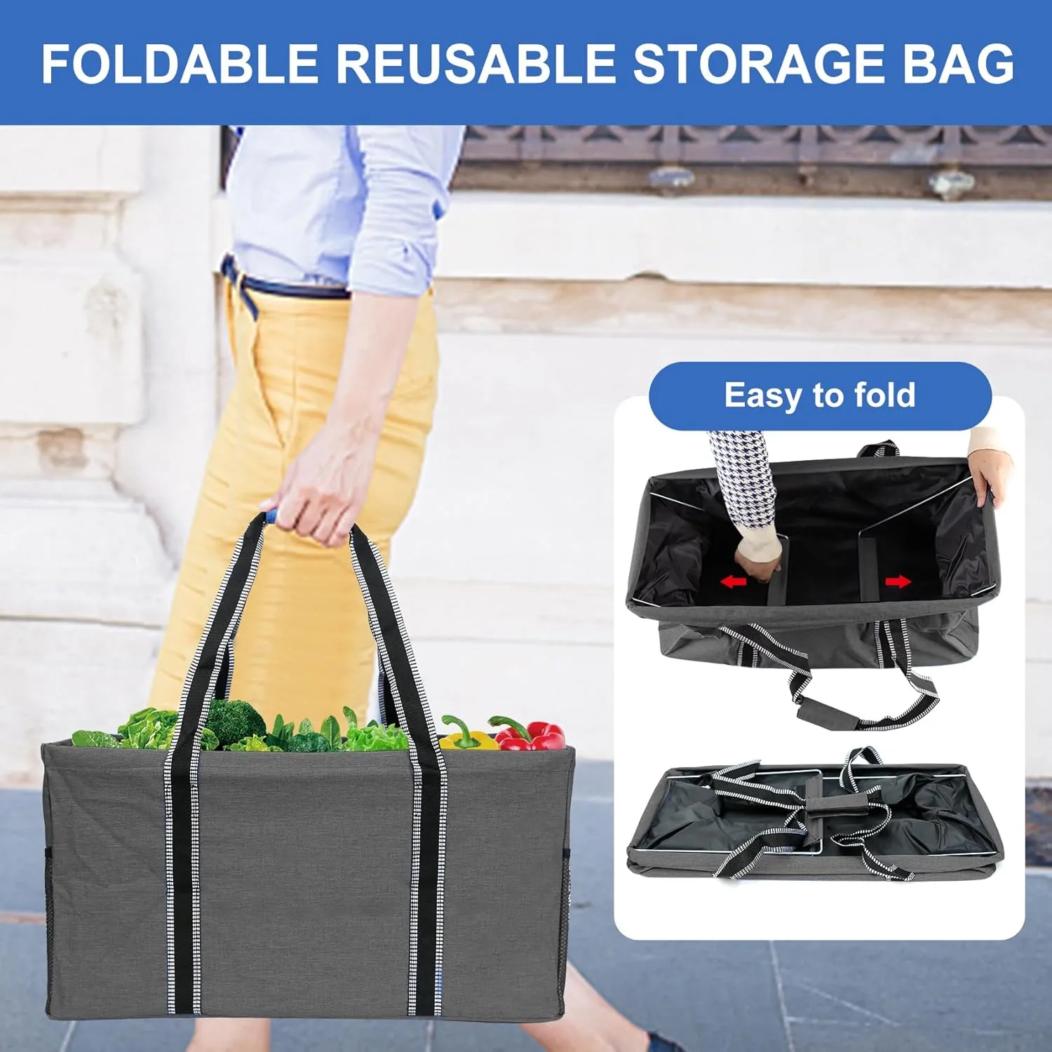 50L Utility Tote Bag Reusable Grocery Shopping Bag