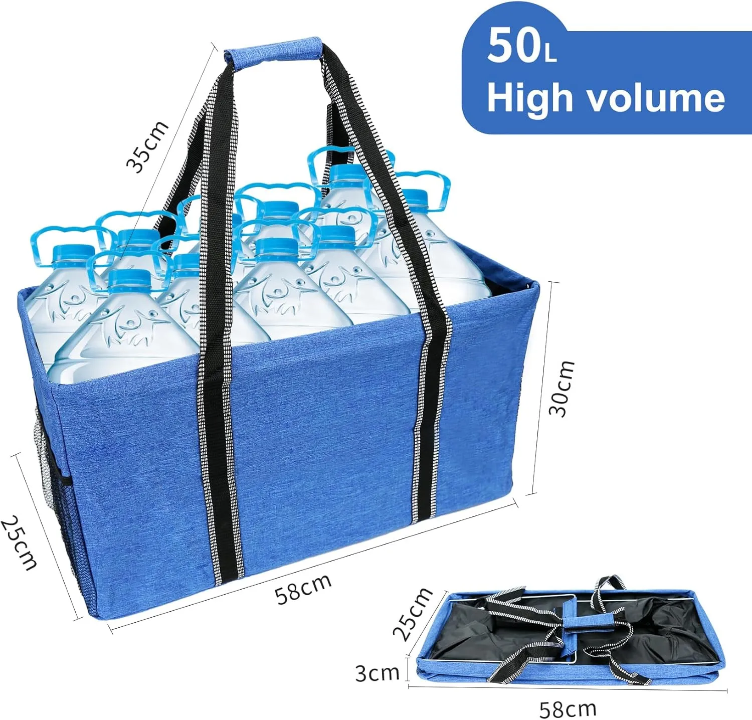 50L Utility Tote Bag Reusable Grocery Shopping Bag