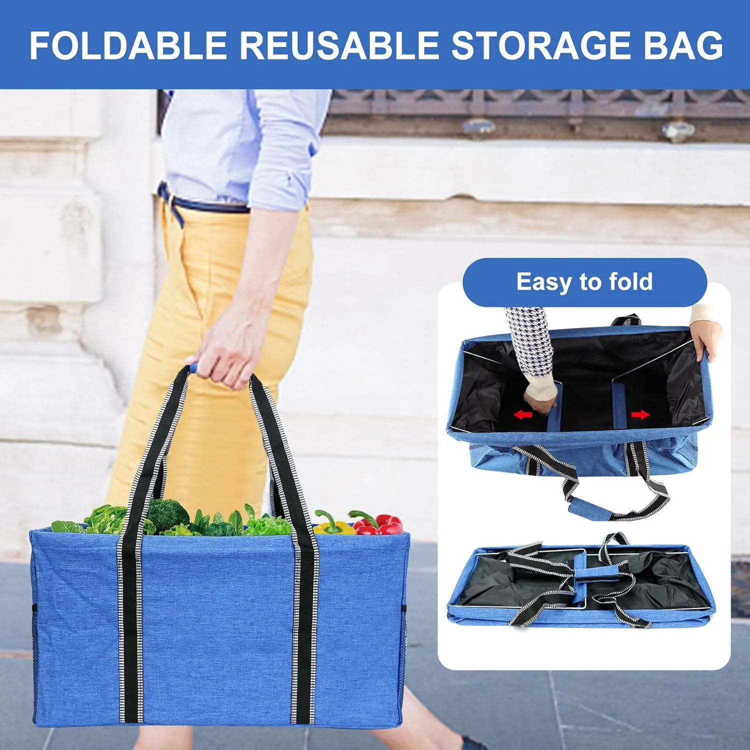 50L Utility Tote Bag Reusable Grocery Shopping Bag