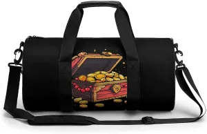A Chest Coins Novelty Large Duffel Bag Lightweight Gym Bag Travel Tote Bags