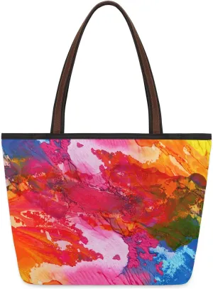 Abstract Colorful Pigment Tote Bag for Women Womens Handbags Tote Bag for Work Shopping Travel Beach
