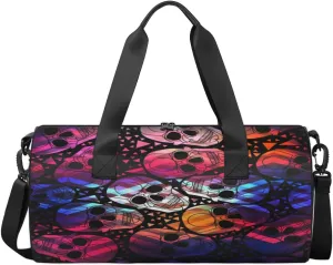 Abstract Polygon Skull Sports Duffel Bag, Gym Tote Bag Waterproof Weekender Travel Bag for Overnight Travel Luggage Workout Women Men