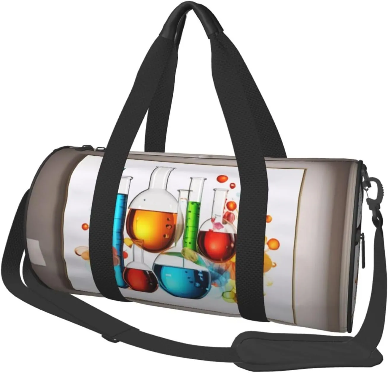 Abstract Science Chemistry Printed Travel Bag,Round Personal Item Storage bag,Foldie Duffel Bag for Traveling Vacation,Fitness,Sports