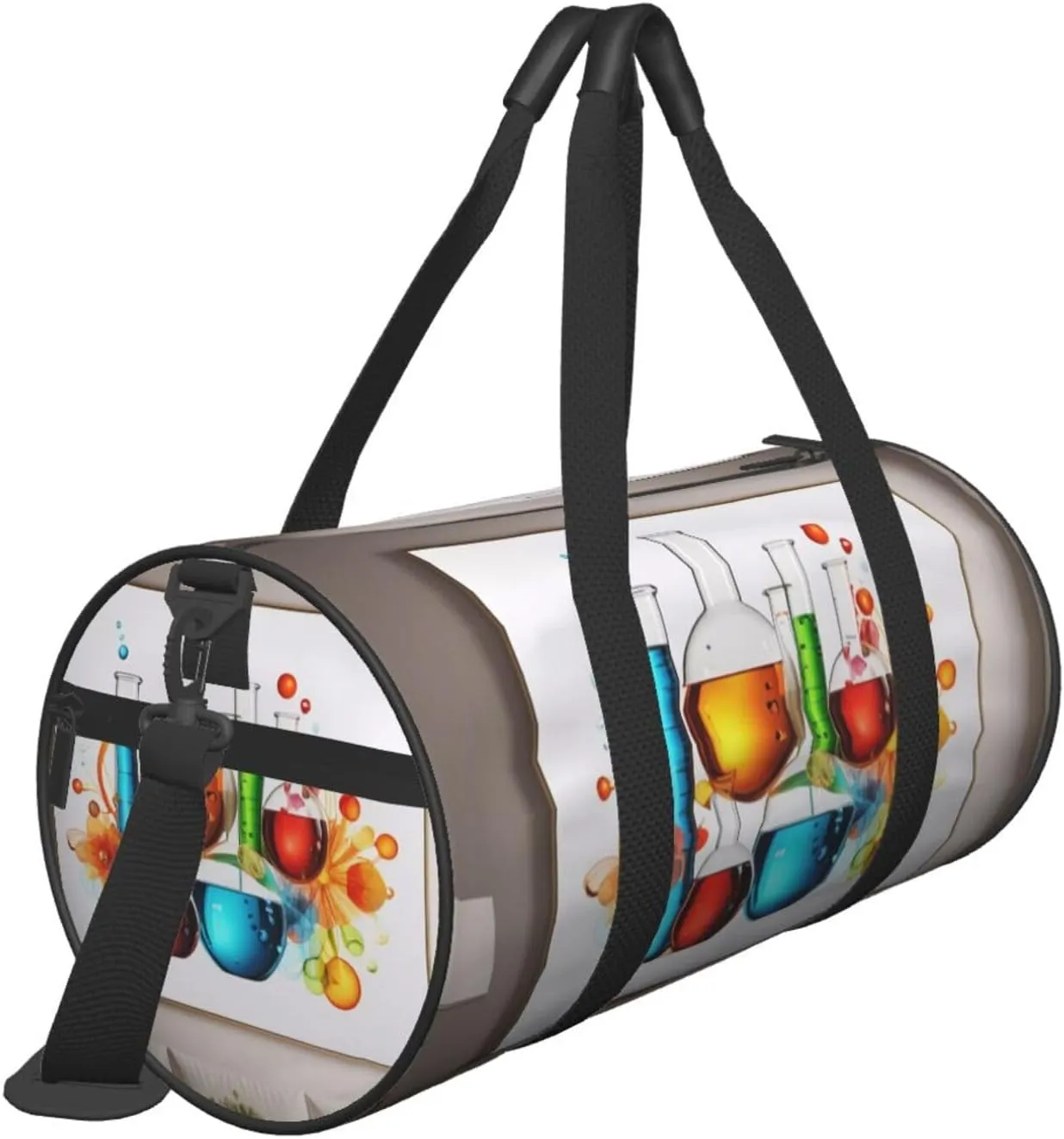 Abstract Science Chemistry Printed Travel Bag,Round Personal Item Storage bag,Foldie Duffel Bag for Traveling Vacation,Fitness,Sports