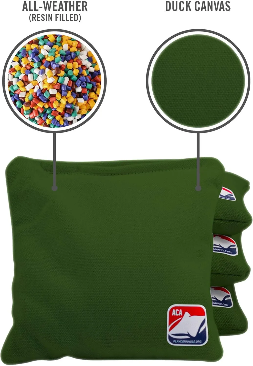 ACA Daily 66x Regulation Cornhole Bags Weather Resistant Resin Filled 6x6 Set of 4