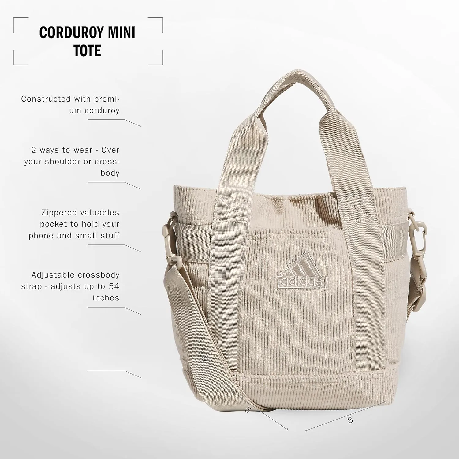 adidas Mini Tote (5l) Small Compact Durable Travel Crossbody Carry Bag