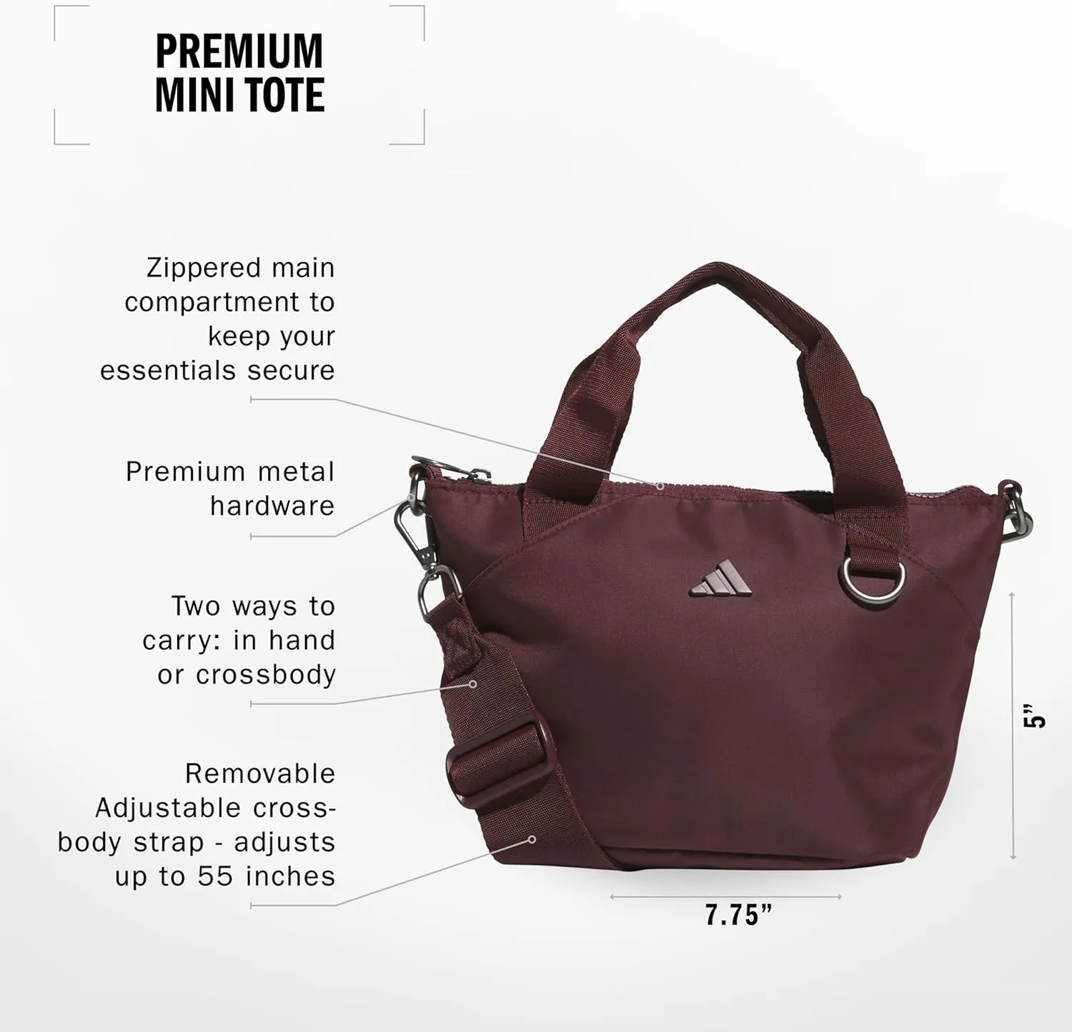 adidas Mini Tote (5l) Small Compact Durable Travel Crossbody Carry Bag