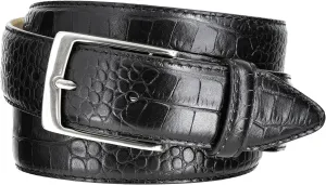 AE354 / A274 Genuine Full-Grain Cowhide Leather Dress Belt Nickel Finish Buckle 1-3/8''(35mm) Wide, 1"(25mm) Wide
