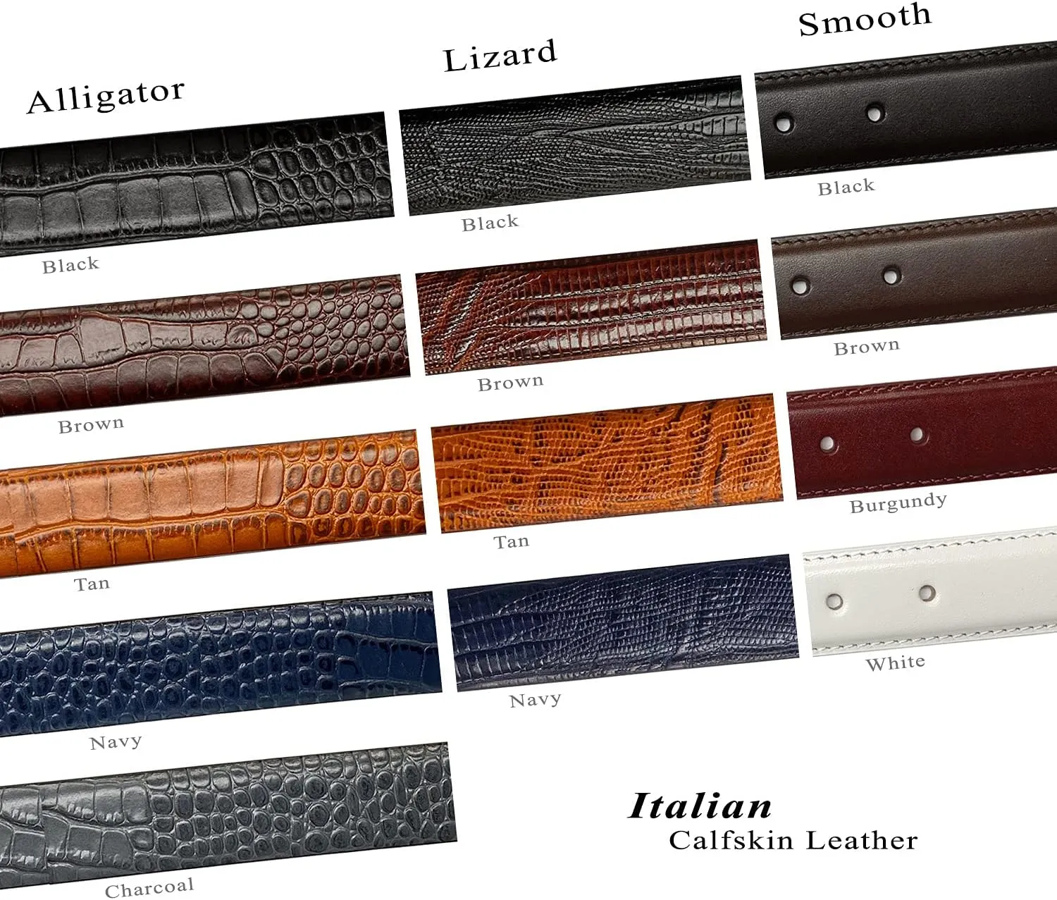 AE354 / A274 Genuine Full-Grain Cowhide Leather Dress Belt Nickel Finish Buckle 1-3/8''(35mm) Wide, 1"(25mm) Wide