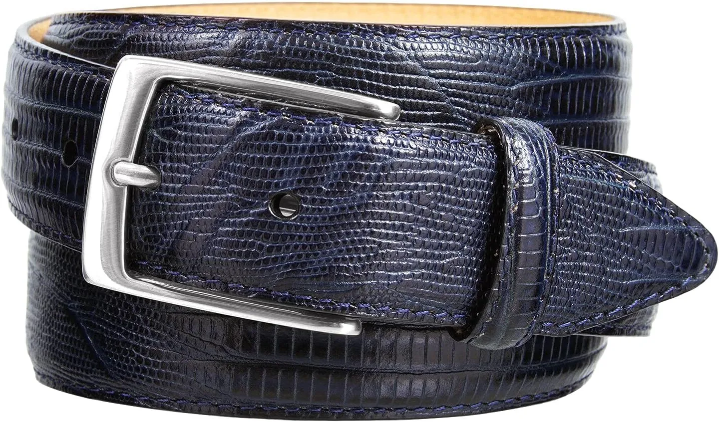 AE354 / A274 Genuine Full-Grain Cowhide Leather Dress Belt Nickel Finish Buckle 1-3/8''(35mm) Wide, 1"(25mm) Wide