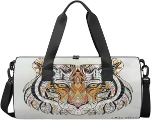 African Indian Tiger Sports Duffel Bag, Gym Tote Bag Waterproof Weekender Travel Bag for Overnight Travel Luggage Workout Women Men（Tiger）