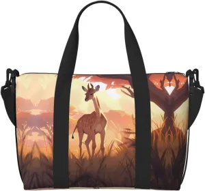 African savannah giraffe calf Women's Hand-held Crossbody Travel Bag, Casual Handbag with Zipper, Suitable for Work, Travel, Fitness, Travel