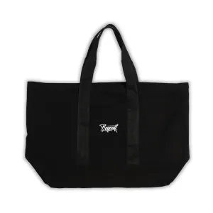 A.H.B. BLACK CANVAS "BOYCOTT TAG" EXTRA LARGE TOTE BAG