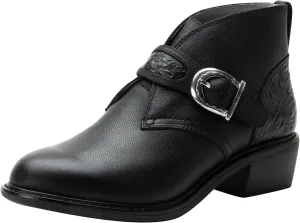 Alegria Womens Mikki Western Buckle Leather Bootie