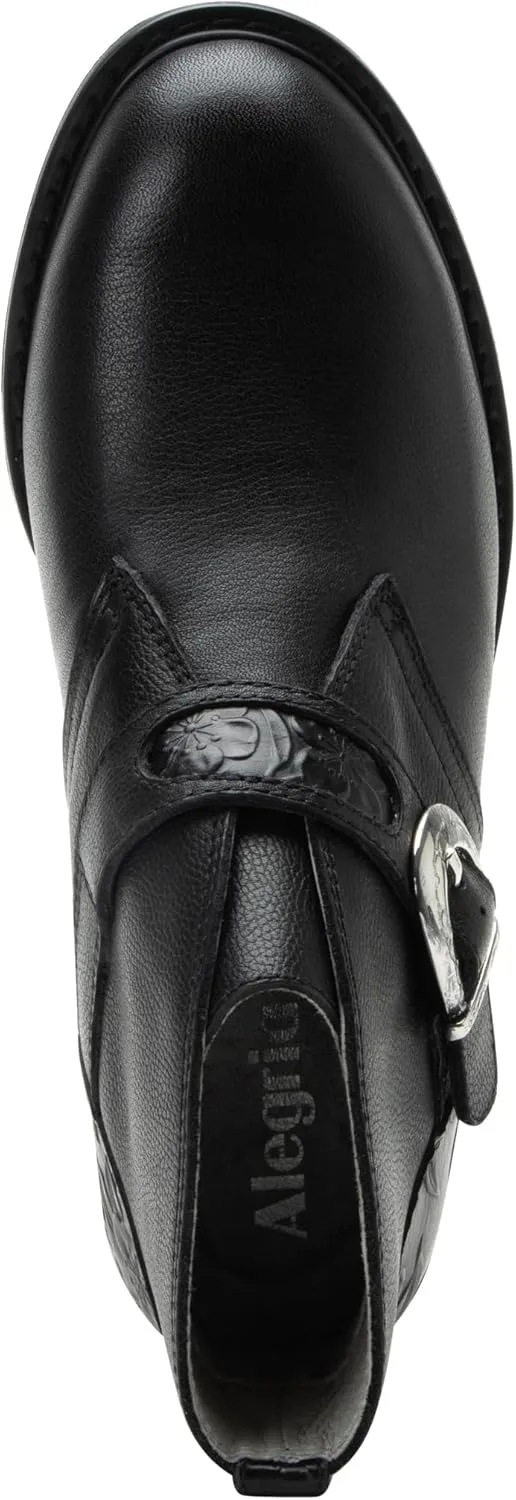 Alegria Womens Mikki Western Buckle Leather Bootie