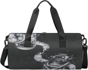 Alien Astronauts Sports Duffel Bag, Gym Tote Bag Waterproof Weekender Travel Bag for Overnight Travel Luggage Workout Women Men