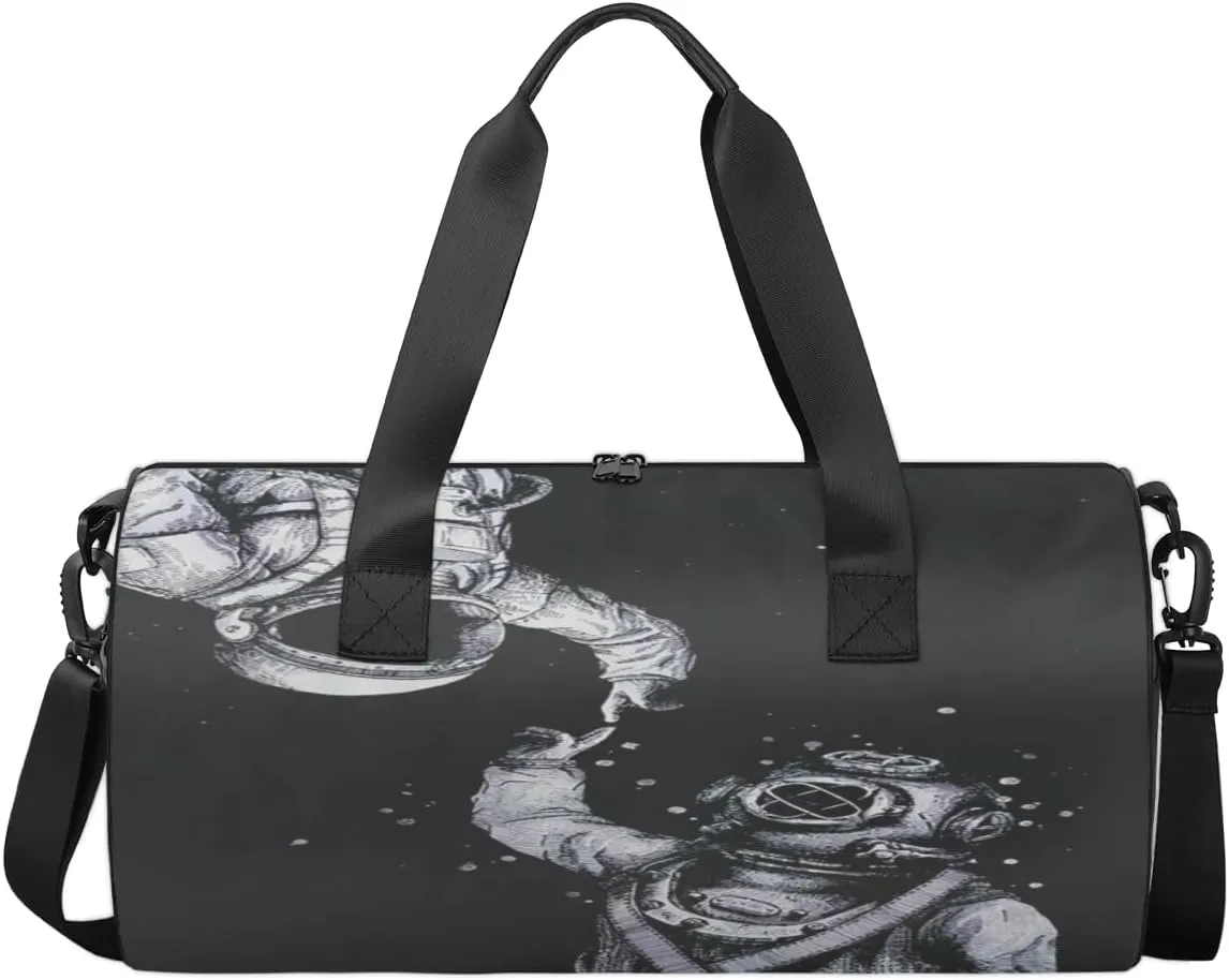 Alien Astronauts Sports Duffel Bag, Gym Tote Bag Waterproof Weekender Travel Bag for Overnight Travel Luggage Workout Women Men