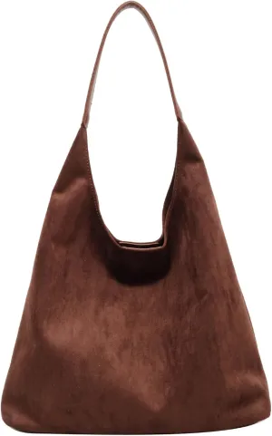 ALUWU Suede Bags for Women 2024 Retro Faux Suede Handbag Slouchy Hobo Bag Fall Purse