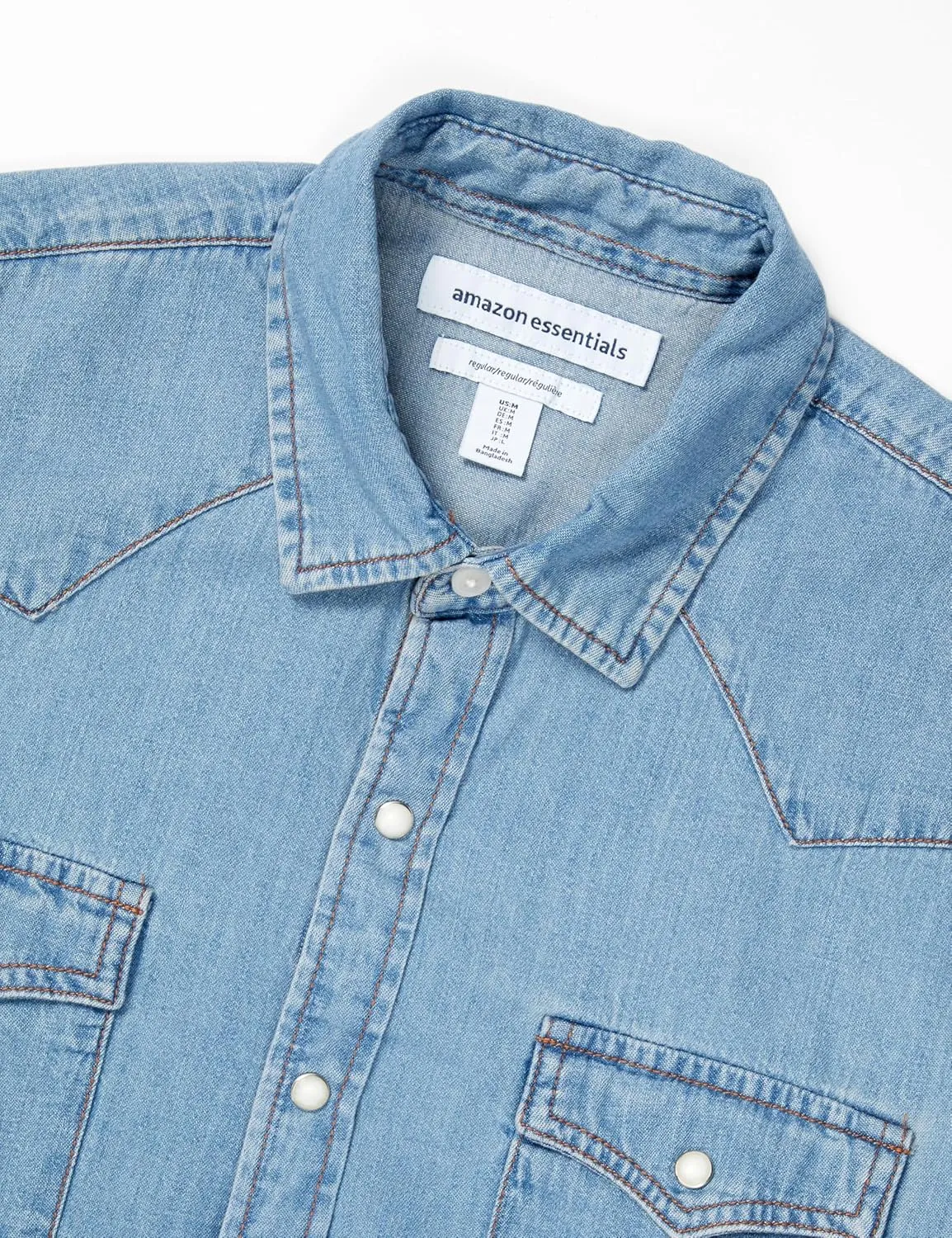 Amazon Essentials Men's Denim Shirt Long Sleeve - Regular-Fit Denim Shirt