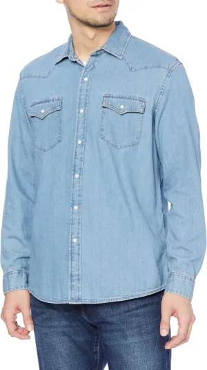 Amazon Essentials Men's Denim Shirt Long Sleeve - Regular-Fit Denim Shirt