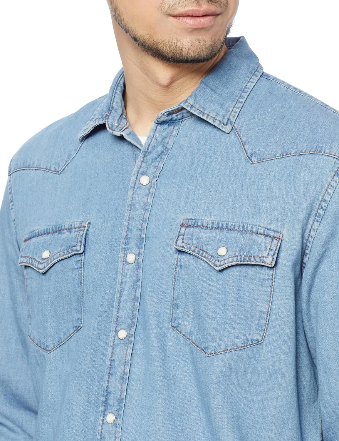 Amazon Essentials Men's Denim Shirt Long Sleeve - Regular-Fit Denim Shirt