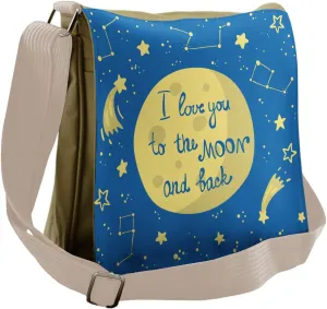Ambesonne I Love You Messenger Bag, Comet Astronomy Star, Unisex Cross-body