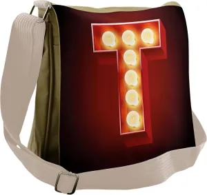 Ambesonne Letter T Messenger Bag, Cinema Circus Club, Unisex Cross-body