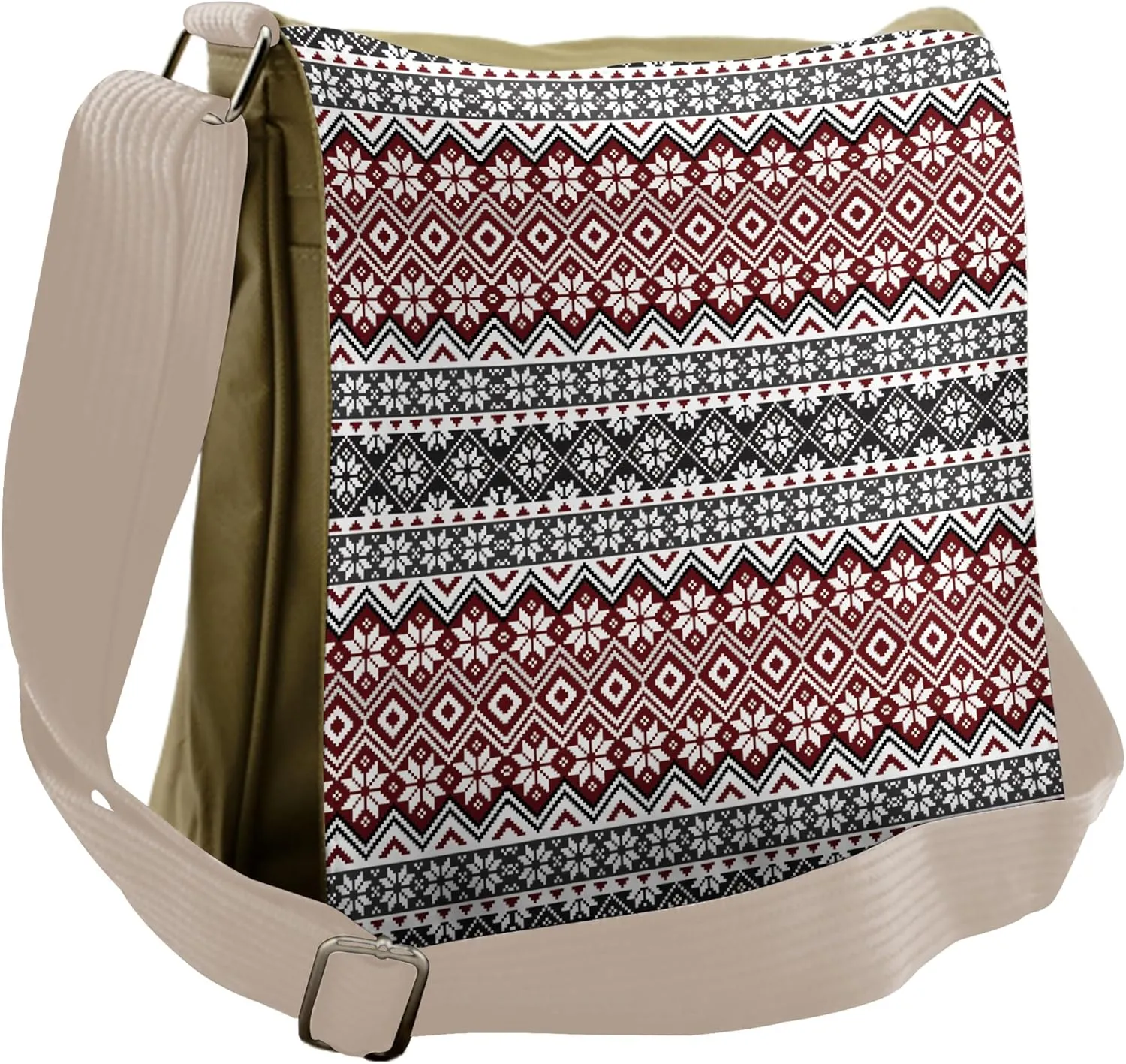 Ambesonne Nordic Messenger Bag, Cultural Christmas Theme, Unisex Cross-body