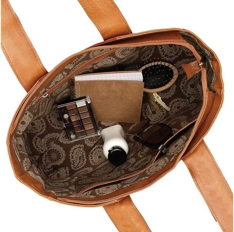 American West Gypsy Patch Large Zip-Top Tote | Hand-Tooled Genuine Leather