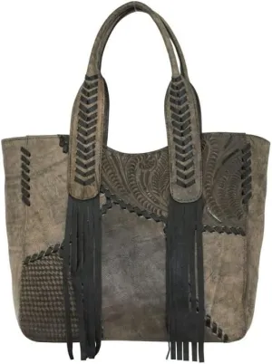 American West Gypsy Patch Large Zip-Top Tote | Hand-Tooled Genuine Leather