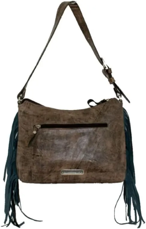 American West Leather Gypsy Patch Zip Top Shoulder Handbag