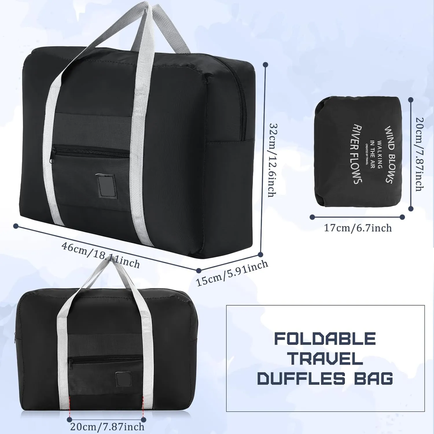 Amylove 12 Pcs Foldable Travel Bags Bulk Foldable Travel Duffel Bags Waterproof Lightweight Carry on for Sports Gym Weekender Outing Overnight(Black)