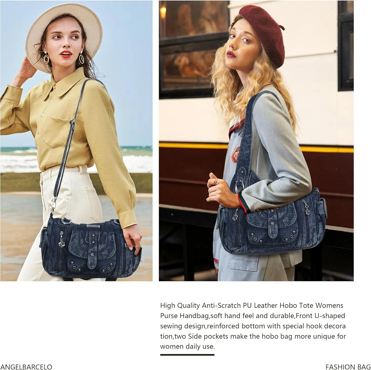 Angel Barcelo Hobo Bag for Women Crossbody Purse and Handbags Shoulder Bags