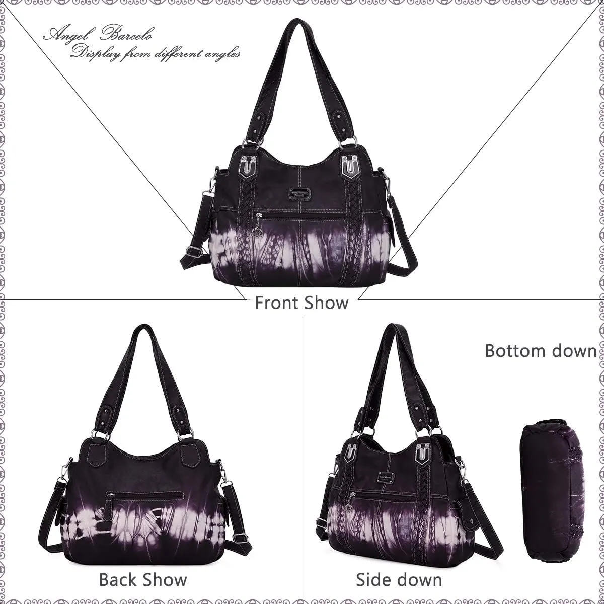 Angel Barcelo Roomy Fashion Hobo Womens Handbags Ladies Purse Satchel Shoulder Bags Tote Washed Leather Bag