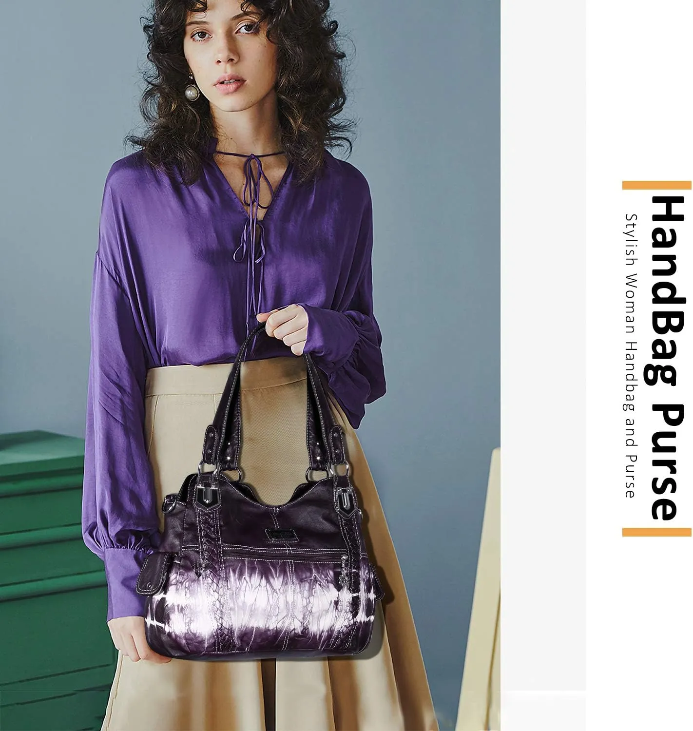 Angel Barcelo Roomy Fashion Hobo Womens Handbags Ladies Purse Satchel Shoulder Bags Tote Washed Leather Bag