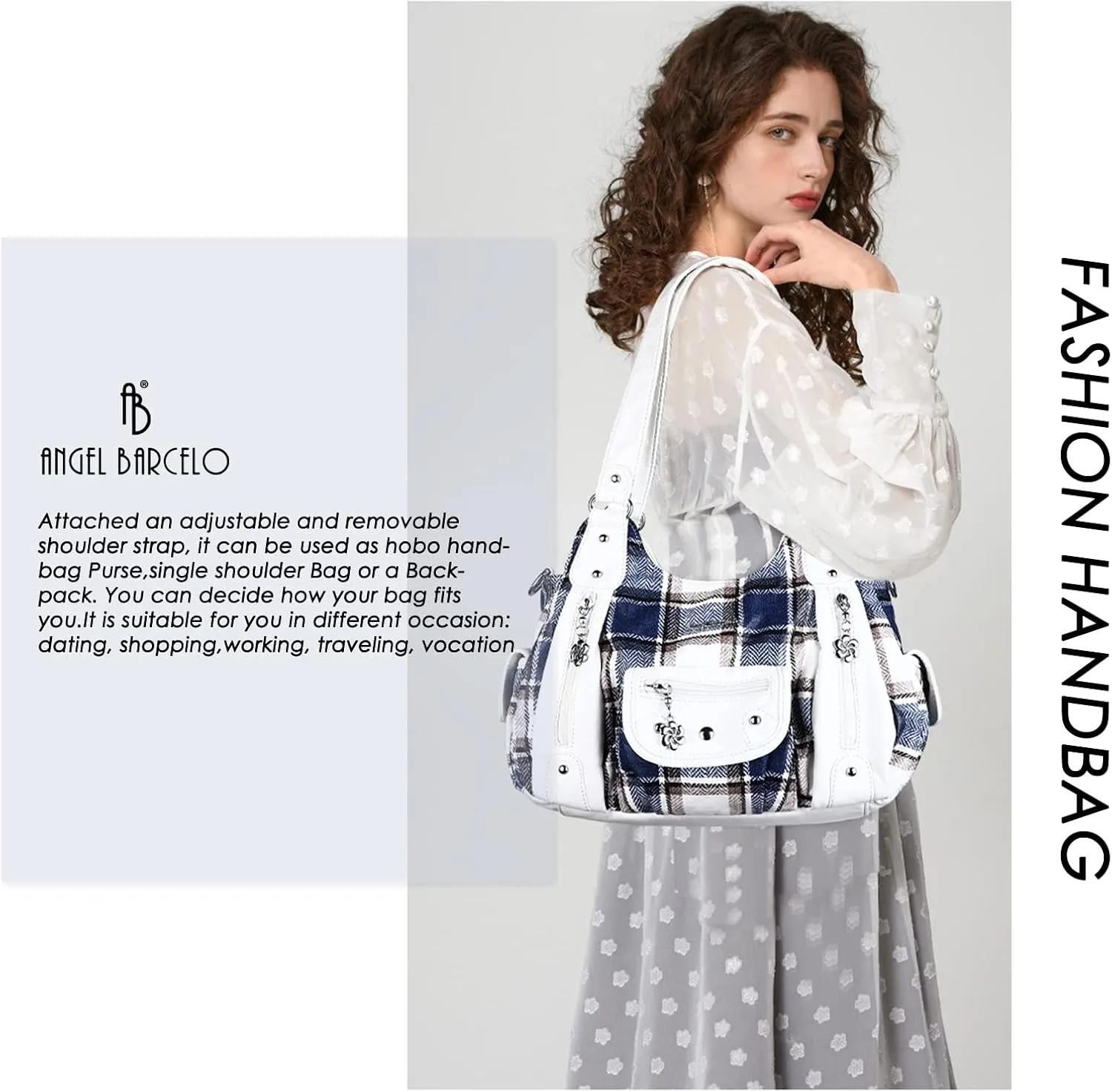 Angel Barcelo Womens Purses and Handbags PU Leather Shoulder Bag Fashion Hobo Bags for Girls