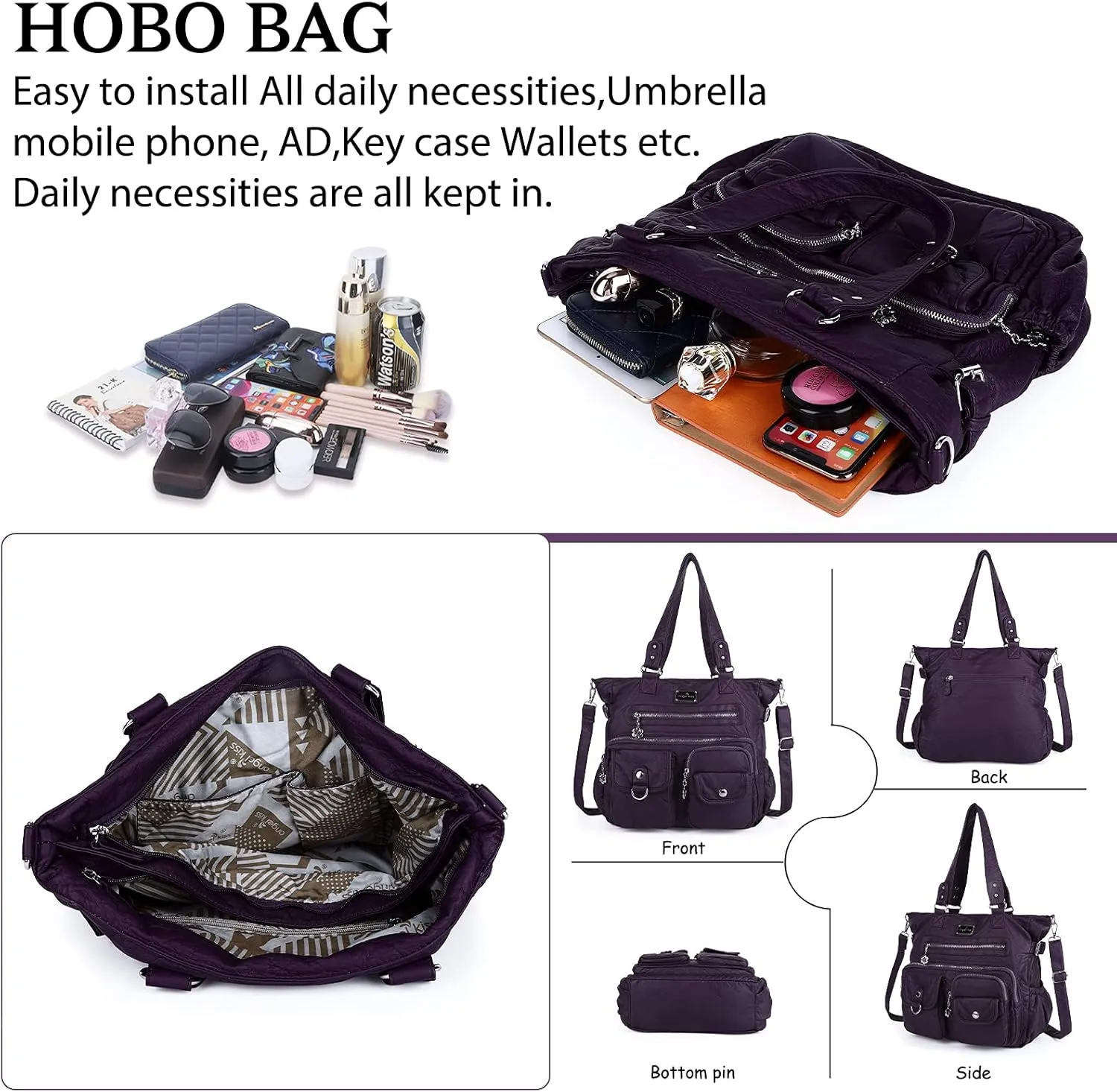 Angelkiss Purses and Handbag for Women Soft Leather Hobo Bags Satchel Shoulder Bags Ladies Tote Crossbody Bag