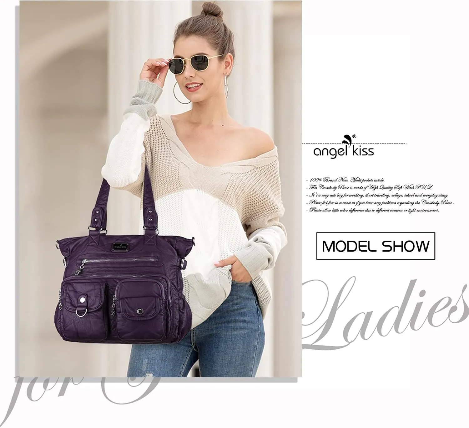 Angelkiss Purses and Handbag for Women Soft Leather Hobo Bags Satchel Shoulder Bags Ladies Tote Crossbody Bag