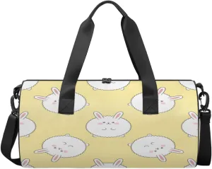 Animal White Rabbit Sports Duffel Bag, Gym Tote Bag Waterproof Weekender Travel Bag for Overnight Travel Luggage Workout Women Men