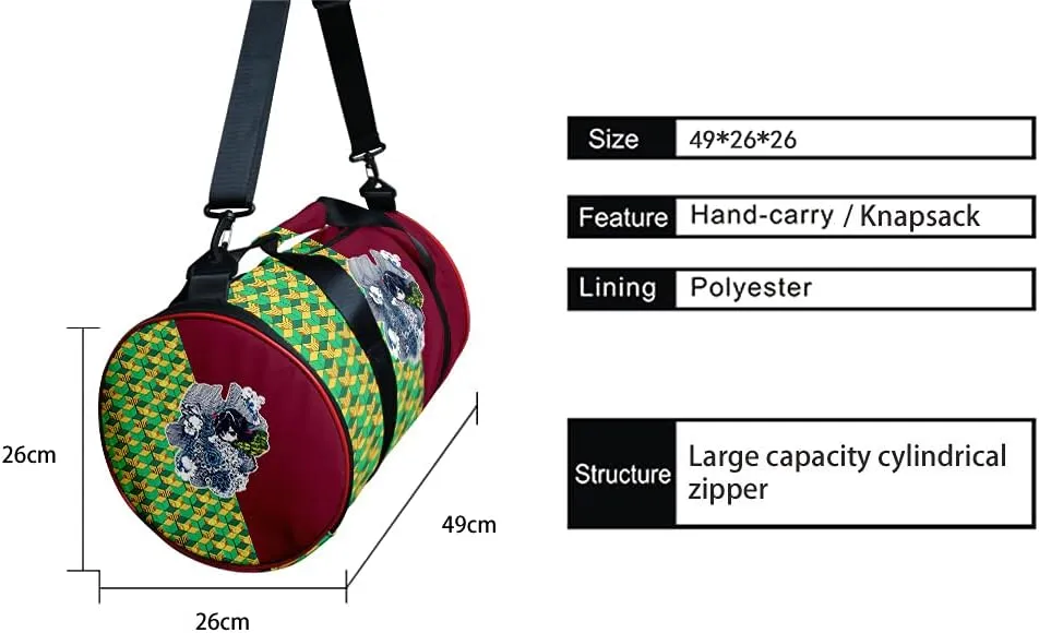 Anime Demon Slay Large Capacity Gym Bag Manga Kemitsu Sport Duffel Bag With Shoe Bag(Giyuu Wave)