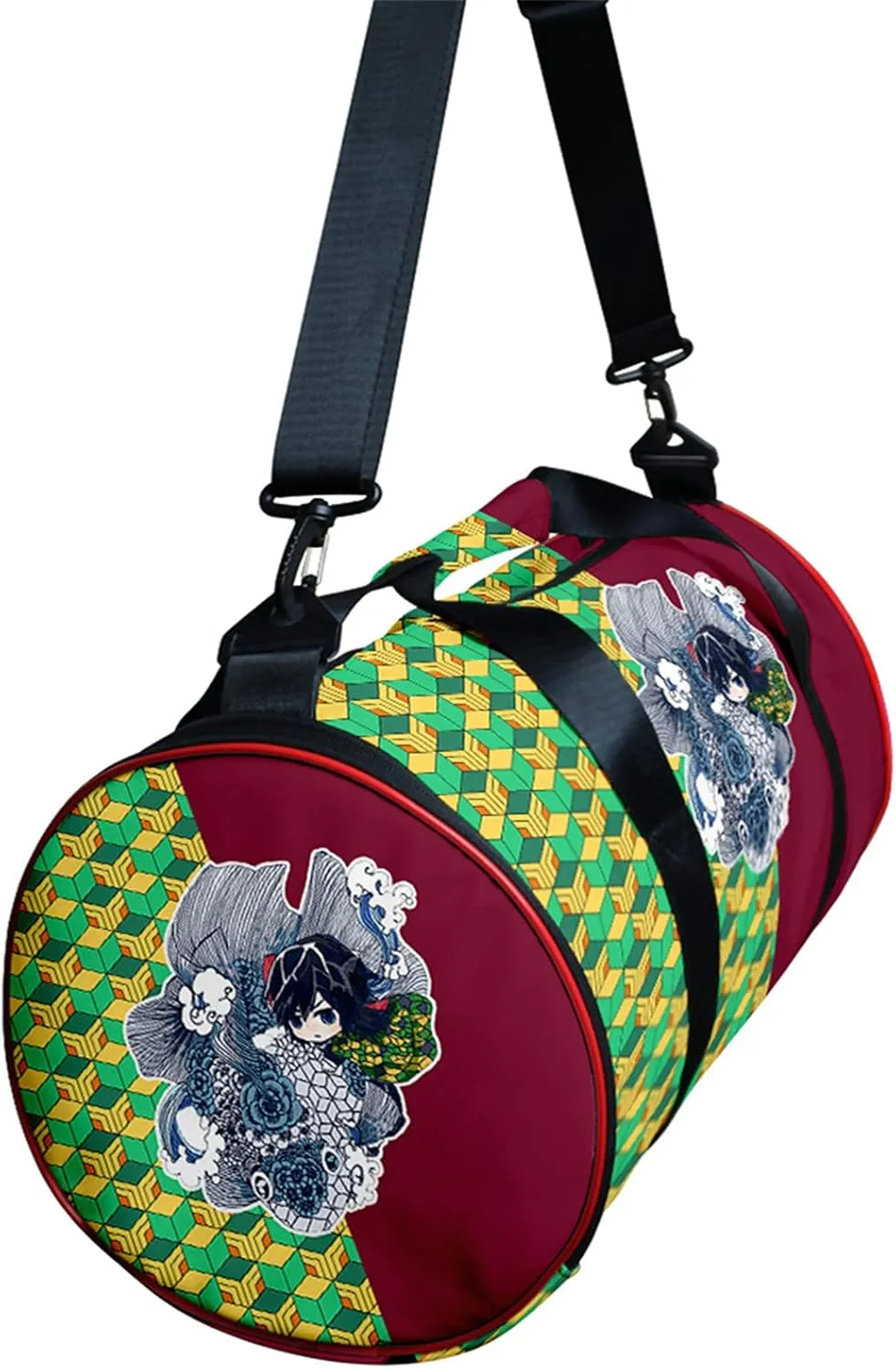 Anime Demon Slay Large Capacity Gym Bag Manga Kemitsu Sport Duffel Bag With Shoe Bag(Giyuu Wave)