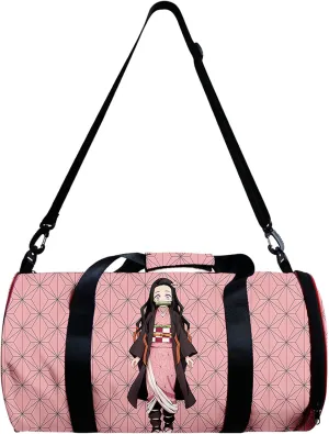 Anime Demon Slay Large Capacity Gym Bag Manga Kemitsu Sport Duffel Bag With Shoe Bag(Nezuko Pink)