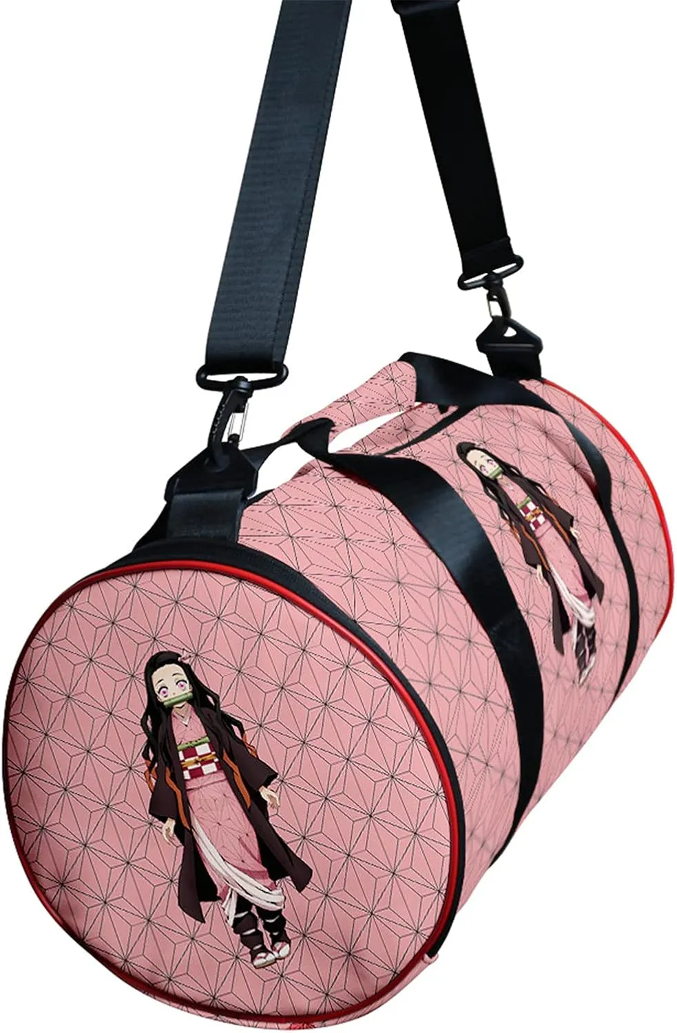 Anime Demon Slay Large Capacity Gym Bag Manga Kemitsu Sport Duffel Bag With Shoe Bag(Nezuko Pink)