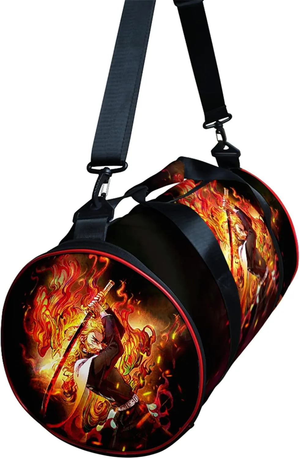 Anime Demon Slayer Large Capacity Gym Bag Manga Kemitsu No Yaiba Sport Duffel Bag With Shoe Bag(Kyoujurou Black)