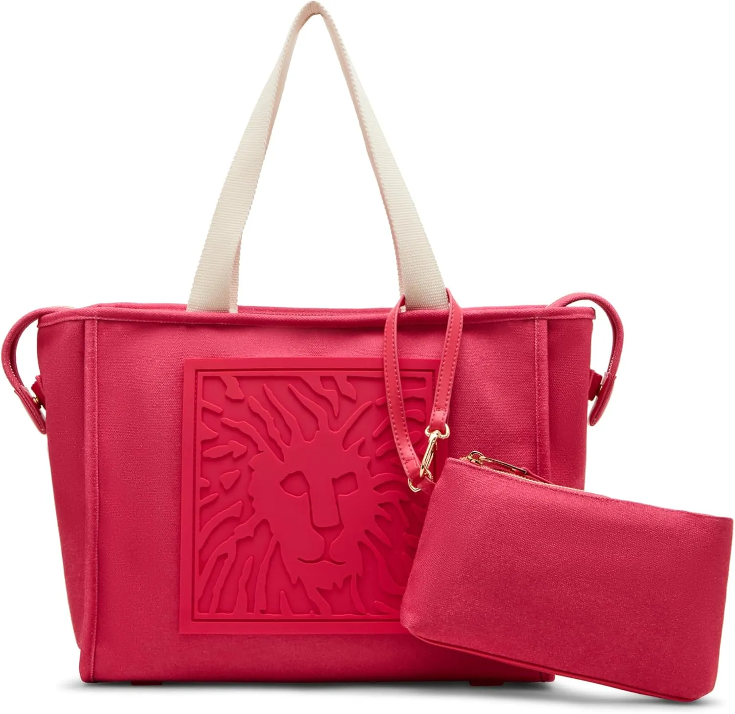 Anne Klein Lion Logo Canvas Tote, Raspberry